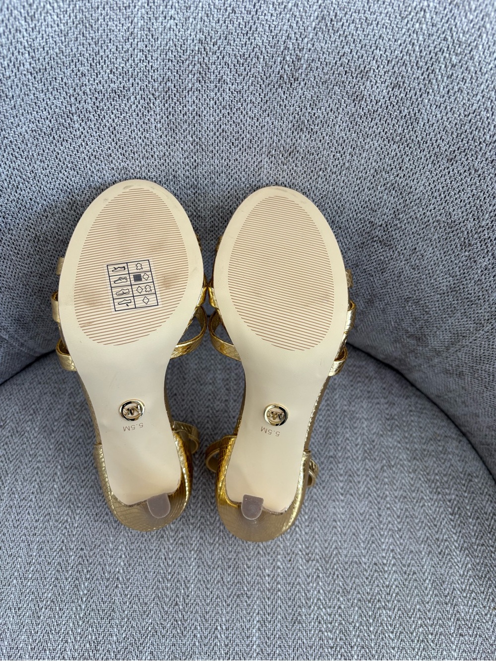 Michael Kors Gold Metallic Ankle-Strap Heeled Sandals - Picture 4 of 4